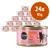 24 lattine da 85 g Cosma Asia Chicken with Tuna in Jelly, carne e pesce puro, confezione multipla visibile con etichetta rosa e silhouette di gatto.