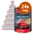 24 lattine da 400 g di Rocco Real Hearts Beef, visibile scritta 'with whole chicken hearts', immagine di carne e cuori su etichetta. Testo in inglese e tedesco.