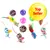 Jouets pour chat : souris en tissu à motifs léopard, plumes colorées et balles en plastique violet, rose et vert. Badge jaune avec texte « Top Seller » en haut à droite.