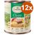 Lukullus Classic Poultry and Lamb med potatis och linfröolja, 66 %, spannmålsfri, 800 g. Förpackning med 12x burkar. Bild på hund och ingredienser synliga på etiketten.