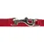 Rote Hundeleine mit silbernem Metallkarabiner und Ringverschluss, aus robustem Gewebematerial.