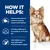Angol nyelvű szöveg: How it helps: Cleans teeth & freshens breath by removing plaque & tartar buildup. Promotes healthy gums by cleaning up to the gum line. Vital nutrition for your dog's daily health & immune system support.