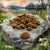 Brown kibbles on a stone, size 18-19 mm according to measurement.