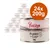 24 lattine da 200 g di Purizon Organic Duck & Chicken with Zucchini, testo visibile: 13% e immagine di cane sulla confezione.