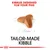 KIBBLES DESIGNED FOR YOUR PUG, TAILOR-MADE KIBBLE. Εικόνα κροκέτας με μέγεθος 1 cm. Το κείμενο είναι στα αγγλικά.