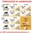 Tabela de orientações de alimentação para gatos sedentários e ativos, por peso (3–8 kg), com doses diárias em gramas de ração seca e húmida. Inclui referência a Royal Canin Intense Beauty.