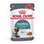 Royal Canin Hairball Care 85 g, alimento húmedo para gatos. Texto visible: ayuda a reducir la formación de bolas de pelo, finas láminas en salsa, resultados probados en 14 días.