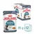 Pack of 12 pouches, each 85g, labelled as hairball care with proven results to reduce hairball formation in 14 days. Thin slices in jelly.