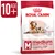 Royal Canin medium ageing 10+, para perros de 11 a 25 kg, apoyo masa muscular y vitalidad. Texto visible: 10 AGE+, SIZE M, FROM 11 TO 25 KG, ageing 10+, Muscle mass support, Lifelong vitality support.