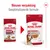 Royal Canin Medium Ageing 10+ hondenvoer, nieuwe verpakking en geoptimaliseerde formule, 140 g. Vergelijking van oud en nieuw design met zichtbare productnaam en gewicht.