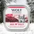 Упаковка корма Wolf of Wilderness High Valley, 100% grain-free, говядина с лесными ягодами, корнями и дикими травами. Текст на английском и немецком языках.