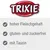 TRIXIE. hoher Fleischgehalt, gluten- und zuckerfrei, mit Taurin. Tekst på tysk om produktets egenskaber.