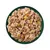Bowl filled with chunky wet pet food containing visible pieces of meat and vegetables such as peas and carrots.