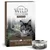 Wild Freedom Instinctive Hidden Woods kattenvoer, verpakking met afbeelding van kat en bos, tekst: 'with fresh muscle meat, 100% grain-free recipe, 6 x 70g', blikje vooraan zichtbaar.