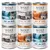 Six cans labelled Wolf of Wilderness with flavours Blue River, Strong Lands, and Wide Acres. Labels show 100% grain-free and ingredients like fish, pork, chicken, wild berries, roots, and herbs.