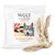 Wolf of Wilderness Wild Chews Meadow Grounds, Rabbit Ears with Fur, gently air dried, 400 g. Förpackning och två torkade kaninöron med päls synliga.