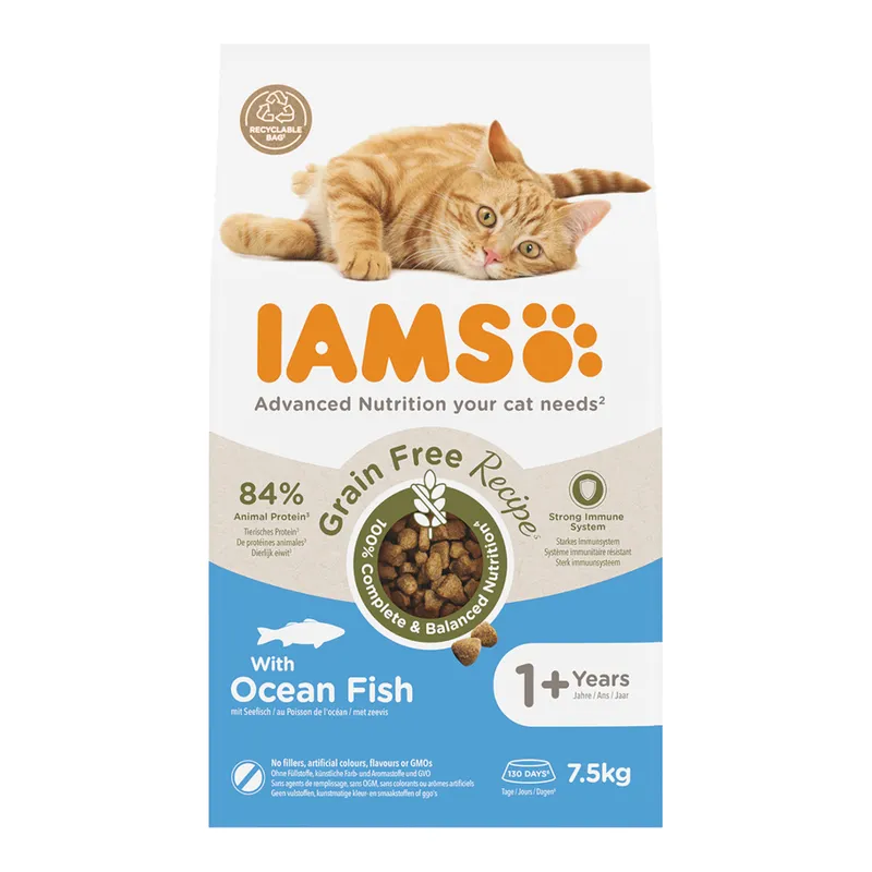 IAMS Advanced Nutrition Grain Free con pescado de mar - 2 x 7,5 kg - Pack ahorro