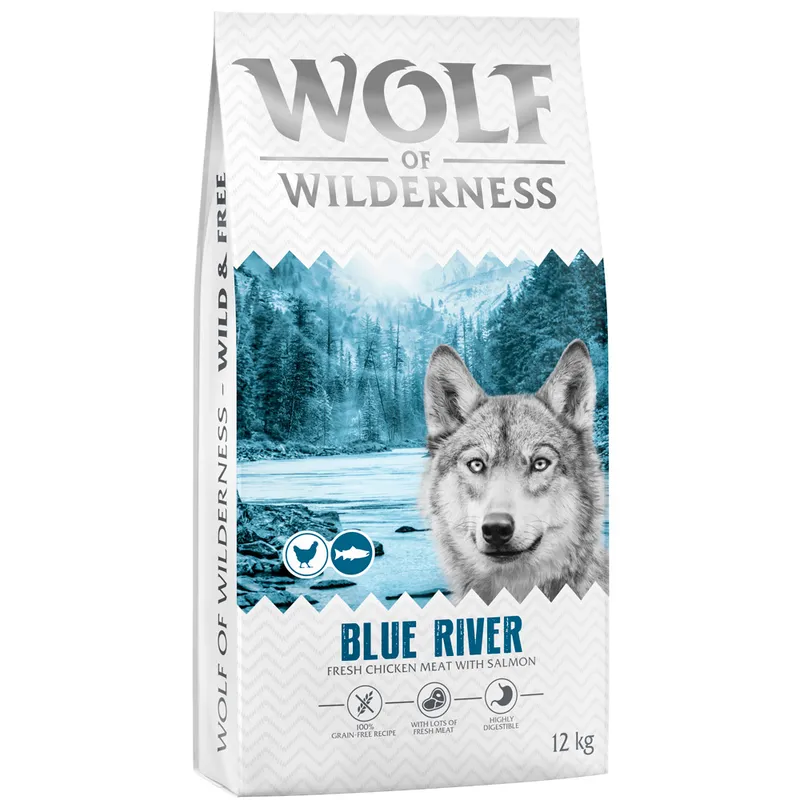 Wolf of Wilderness Adult «Blue River» salmón - sin cereales - 2 x 12 kg - Receta nueva - Pack Ahorro