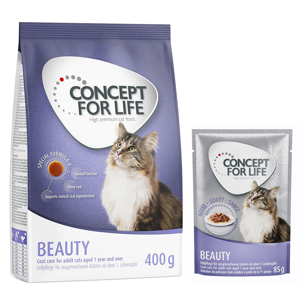 Concept for Life Kombi-Paket: 400 g Trockennahrung + 12 x 85 g Nassnahrung in Soße - Beauty Mixpaket