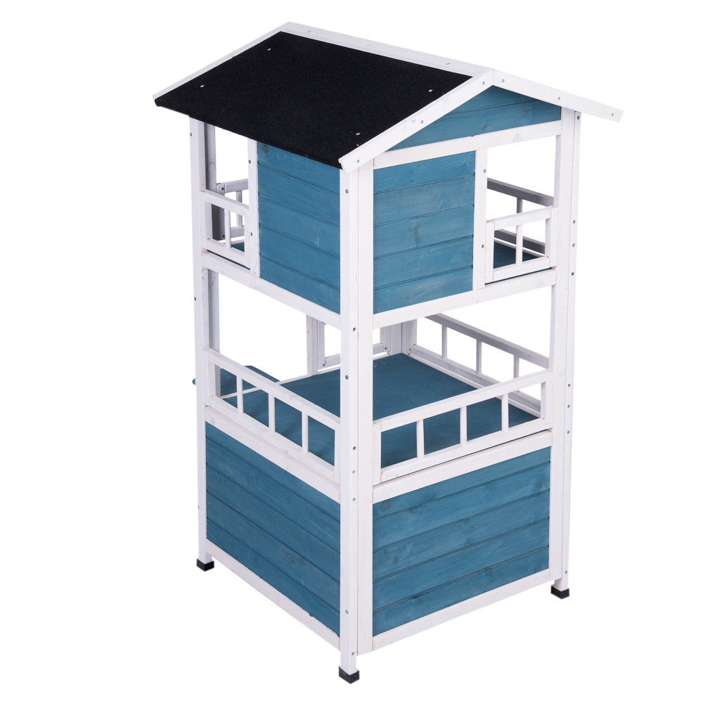 Casetta Penthouse - L 72 x P 72 x H 124 cm - blu/bianco