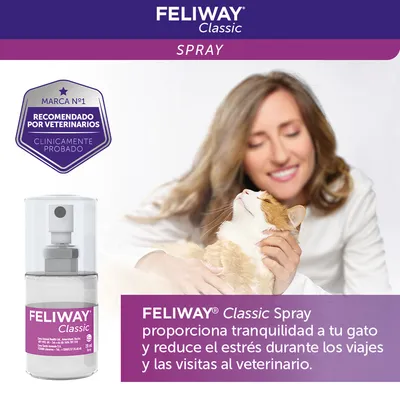 FELIWAY Classic Spray. Recomendado por veterinarios, clínicamente probado. Proporciona tranquilidad a tu gato y reduce el estrés durante viajes y visitas al veterinario.