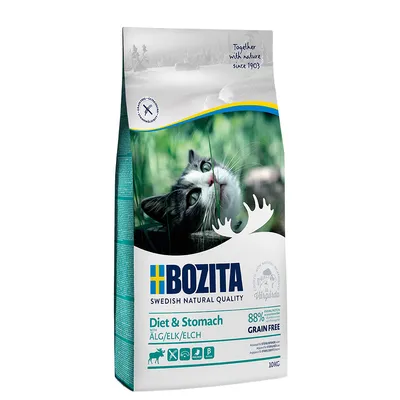 Bozita Diet & Stomach avec élan, 88 % de protéines animales, sans céréales, 10 kg.