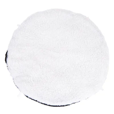 Runde, weisse Plüschauflage mit weicher Textur, geeignet als Zubehör für Tiermöbel oder Liegeflächen.