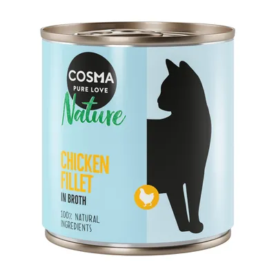 Cosma Nature kattenvoerblik, kipfilet in bouillon, 100% natuurlijke ingrediënten.
