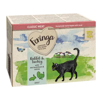 Feringa Classic Meat. Rabbit & Turkey with sea buckthorn and catnip. Grain-free recipe for adult cats.