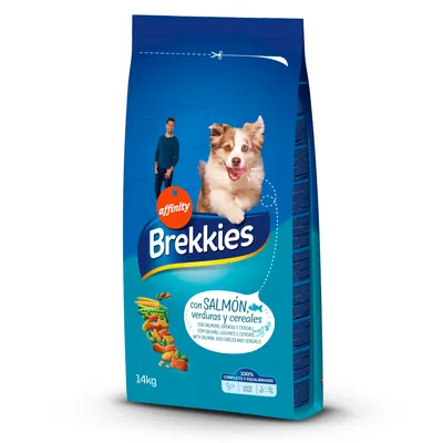 Affinity Brekkies kutyaeledel lazaccal, zöldségekkel és gabonával. Kiszerelés: 14 kg. 100% teljes értékű és kiegyensúlyozott.