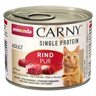 Animonda Carny Single Protein Adult говеждо Pur, с таурин, 100% пресни съставки, без зърнени храни, произведено в Германия.