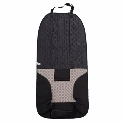 Schwarze Autositzauflage mit grauem Muster und Taschen, geeignet für Schutz vor Schmutz und Kratzern.
