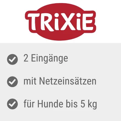 TRIXIE. 2 Eingänge, mit Netzeinsätzen, für Hunde bis 5 kg. Texte en allemand.