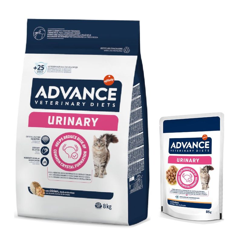 Advance Veterinary Diets 8 kg pour chat + sachets 12 x 85 g offerts !