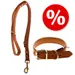 Heim Buffalo läderhalsband & koppel, konjak