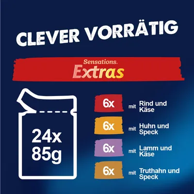 Sparpaket Felix "Sensations" 48 x 85 g - Fleischvielfalt in Sauce (Truthahn, Rind, Lamm, Ente) Sparpaket Felix "Sensations" 48 x 85 g - Fleischvielfalt in Sauce (Truthahn, Rind, Lamm, Ente)