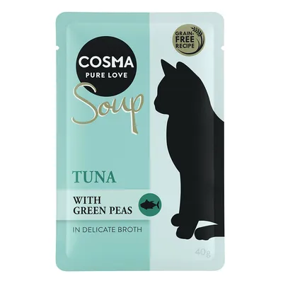 Cosma Soup mit Thunfisch und grünen Erbsen in zarter Brühe, getreidefreie Rezeptur, 40g.