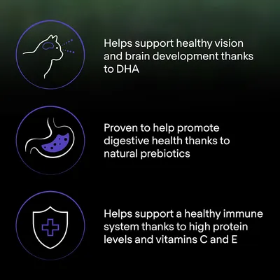 Supports healthy vision and brain development with DHA, promotes digestive health with natural prebiotics, and supports immune system with high protein and vitamins C and E.