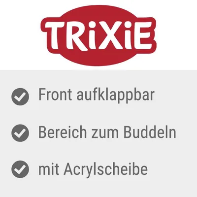 TRIXIE. Front aufklappbar, Bereich zum Buddeln, mit Acrylscheibe.