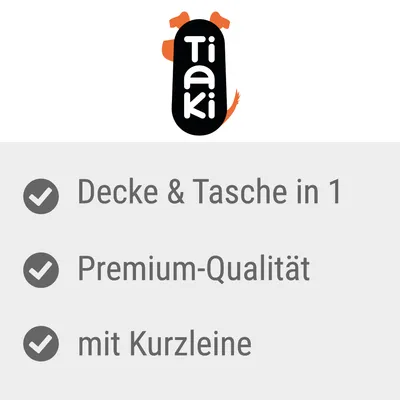 Tiaki. Decke & Tasche in 1, Premium-Qualität, mit Kurzleine. Texte en allemand.