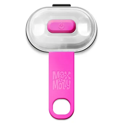Max & Molly luz LED en rosa con interruptor de encendido/apagado y diseño ovalado.