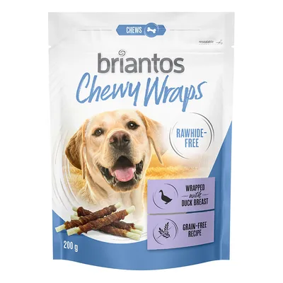 Briantos Chewy Wraps, brez surove kože, ovito z račjimi prsmi, brez žit, 200 g.