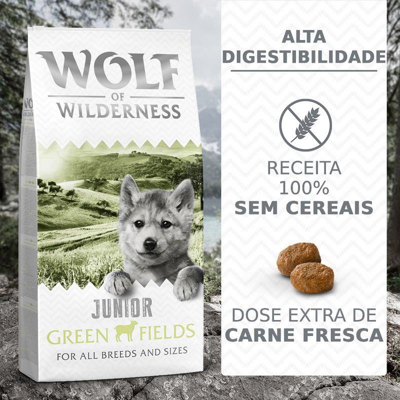 Wolf of Wilderness Junior Green Fields com cordeiro - sem cereais
