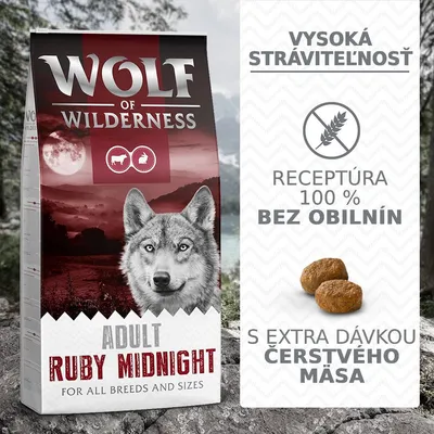 Wolf of Wilderness "Ruby Midnight" hovädzie a králičie - bez obilnín Wolf of Wilderness "Ruby Midnight" hovädzie a králičie - bez obilnín