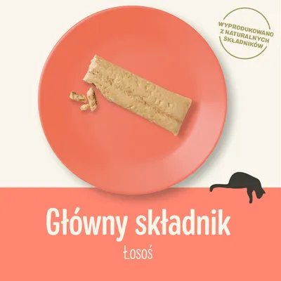 Główny składnik: łosoś. Wyprodukowano z naturalnych składników.
