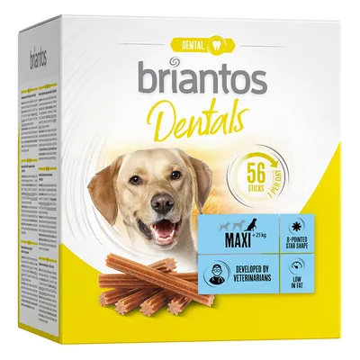 Briantos Dentals, 56 palčk na paket, za pse nad 25 kg, zvezdasta oblika, z nizko vsebnostjo maščob, razvito s strani veterinarjev.