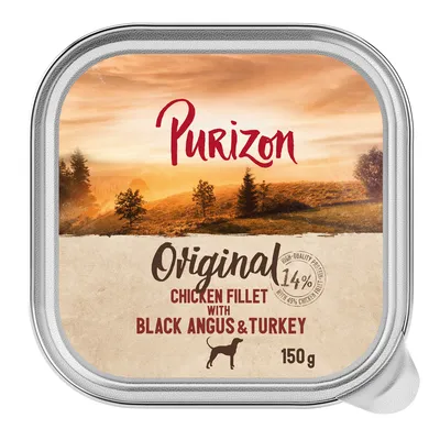 Purizon Original Chicken Fillet mit Black Angus & Turkey, 14% Protein, 150g. Hochwertiges Nassfutter für Hunde.
