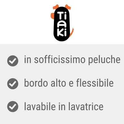 Tiaki. in sofficissimo peluche, bordo alto e flessibile, lavabile in lavatrice