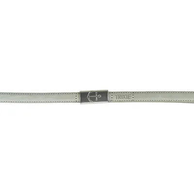 Grijze hondenhalsband met metalen sluiting en anker-symbool, merk Trixie.
