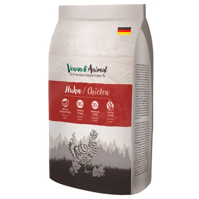 Venandi Animal Premium krmivo pro kočky, kuře, bohaté na čerstvé maso, 80 % živočišných bílkovin, 20 % rostlinných bílkovin, bez obilovin, vyrobeno v Německu.